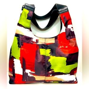 CALVIN KLEIN TOTE Colorblock Canvas Shoulder Bag w 4 ITEMS